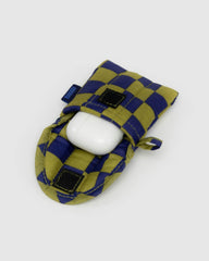 Puffy Earbuds Case - Navy Pear Check