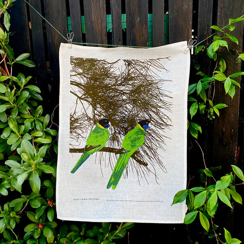 Blue Lawn Designs Tea Towel - Two Ringneck Parrots